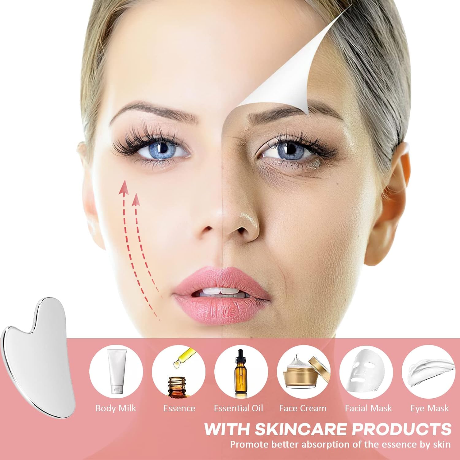 Gua Sha Edelstahl Massagegeraet Gesicht Lymphdrainage Koerper
