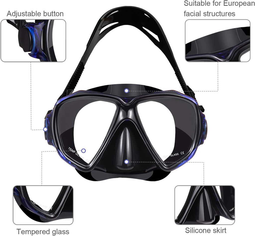 Dorlle Schnorchelset Erwachsene Taucherbrille gehaertetes Glas Anti-Fog