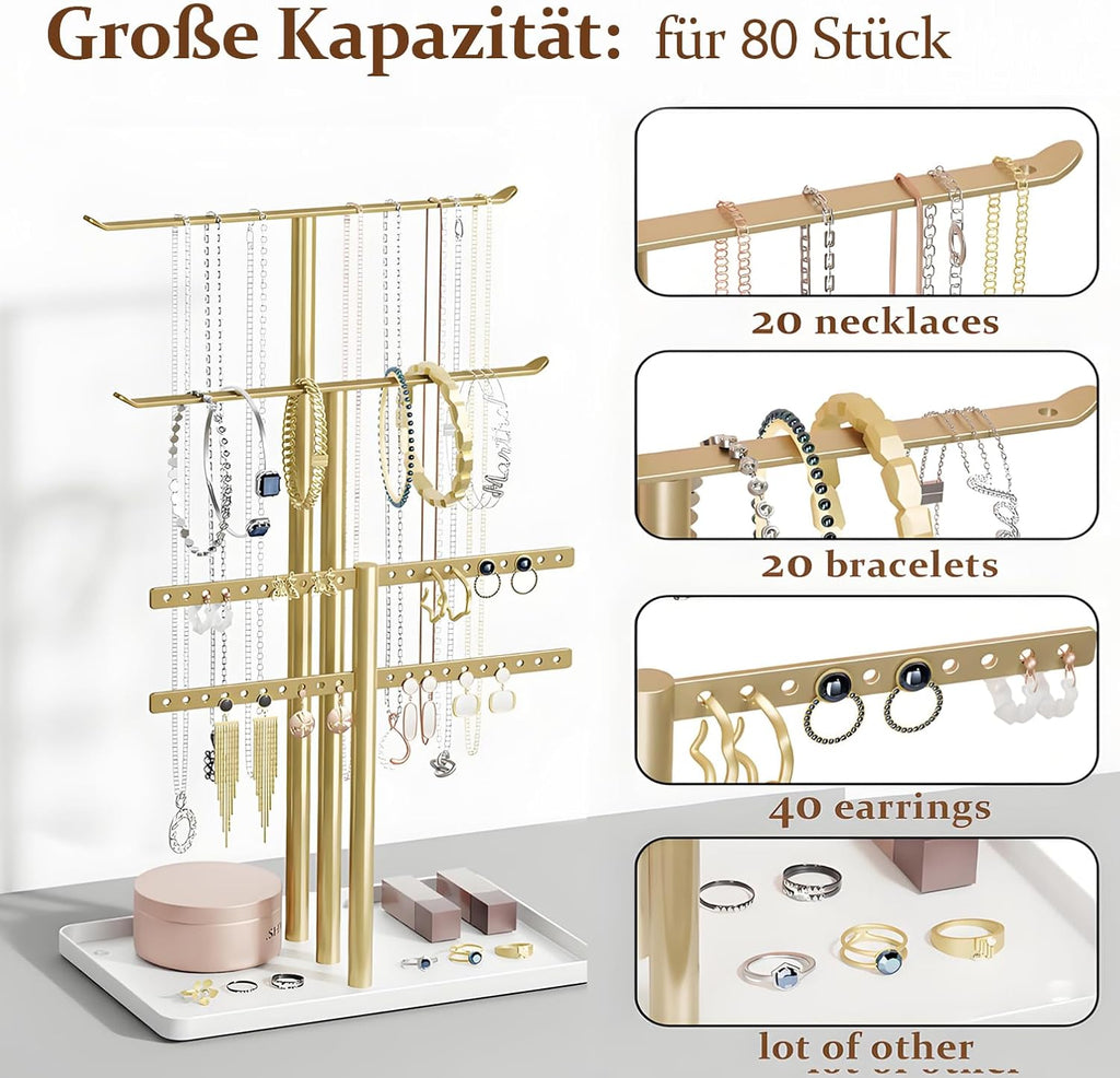 Schmuckstaender 4-stufig Weiss 32 cm fuer Halsketten Armbaender & Parfuem