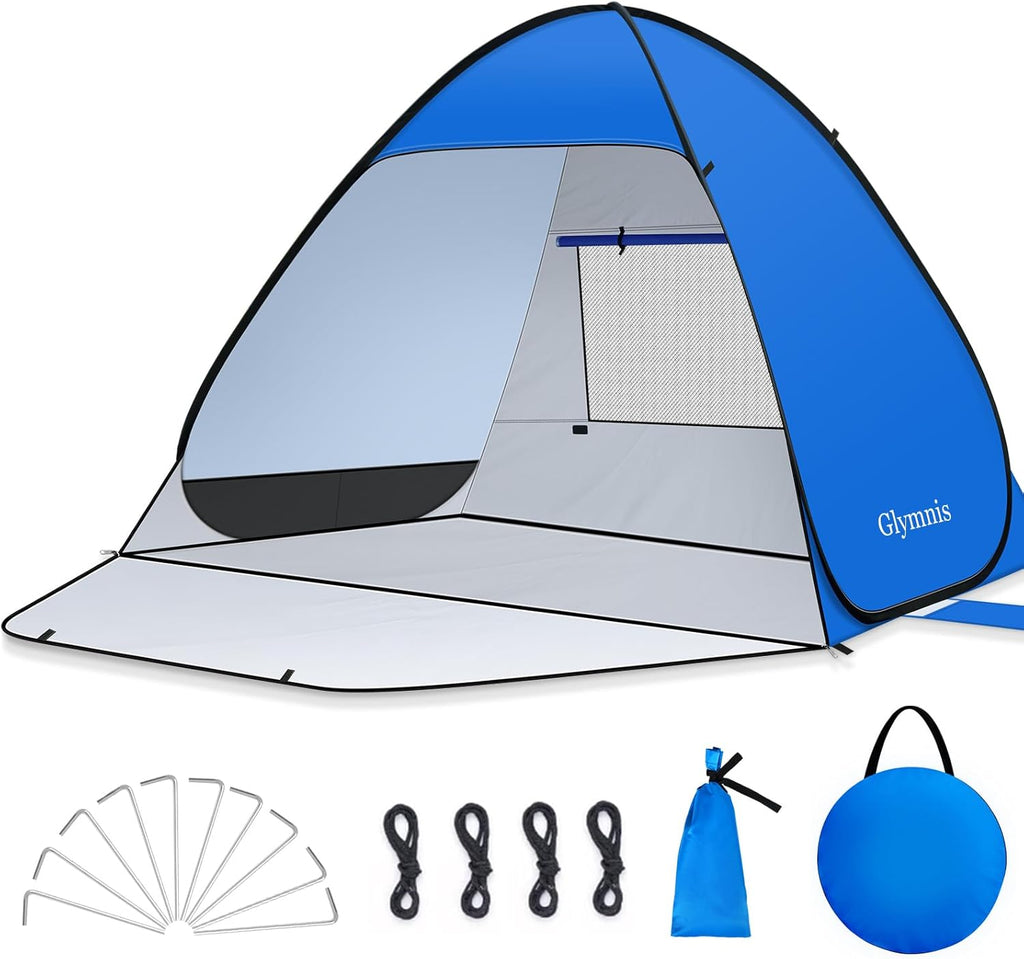 Glymnis Pop-up Strandmuschel Strandzelt UV50+ mit Reissverschlusstuer Windschutz B