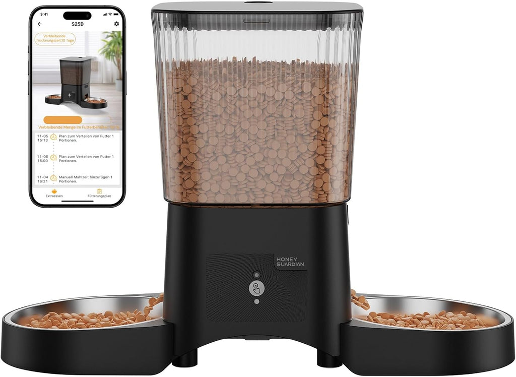 HONEYGUARDIAN Futterautomat fuer Katzen mit WiFi App Steuerung und Mahlzeitenplan