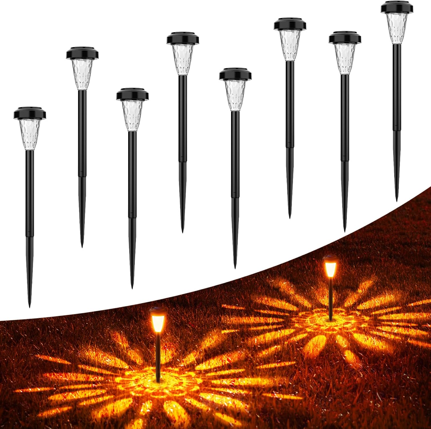FIFlying Solar-Gartenlampen 6er Set Warmweiss 3000K IP65 LED Aussen 6cm