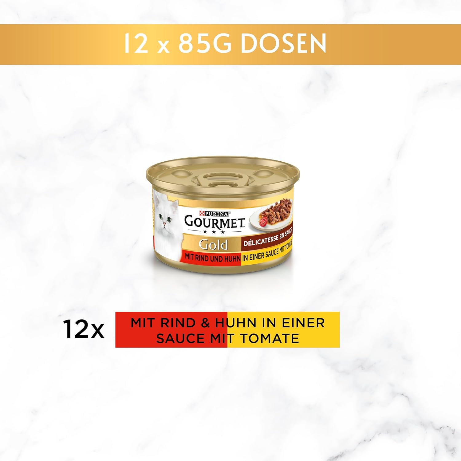Gourmet Gold Délicatesse Katzenfutter Nass Rind & Huhn 12 x 85 g
