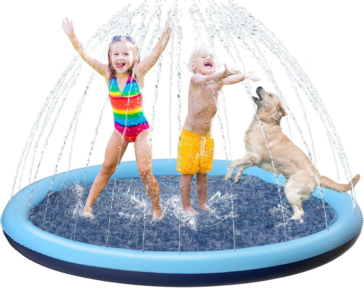 Kinder Wassersprinkler 200 cm mit Antirutschfunktion Hund-Motiv Blau