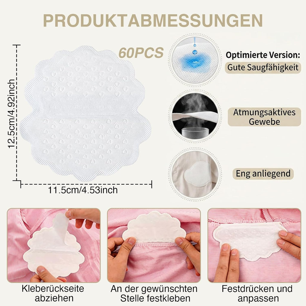 60er Achselpads gegen Schweiss mit starker Haftung fuer Damen und Herren