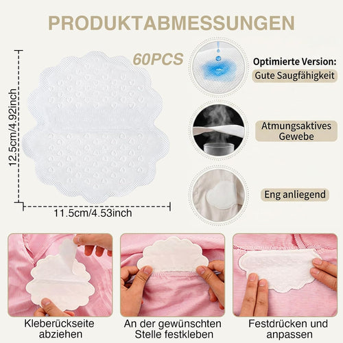 60er Achselpads gegen Schweiss mit starker Haftung fuer Damen und Herren