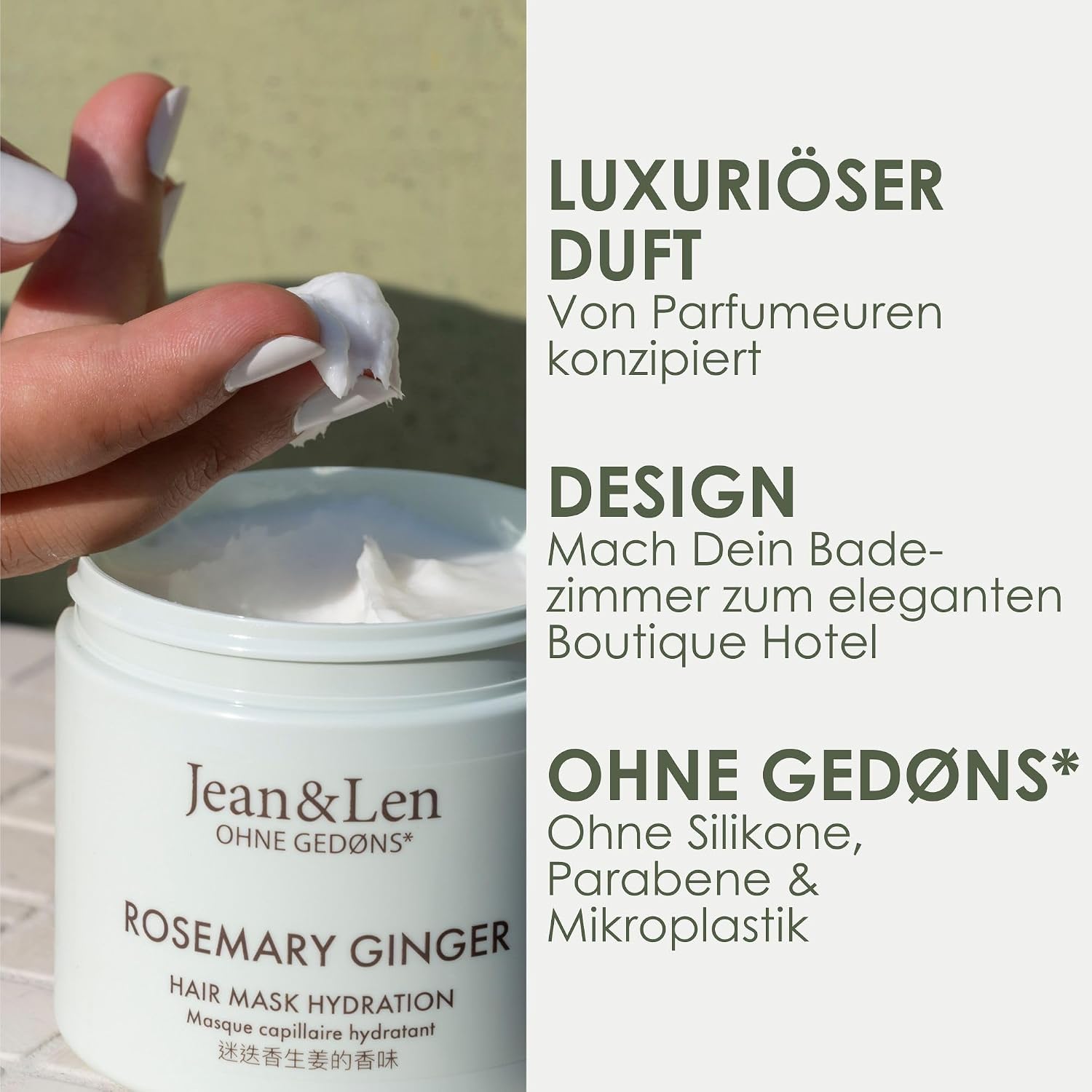 Jean & Len Haarkur Rosemary Ginger 200 ml fuer trockenes, strapaziertes Haar