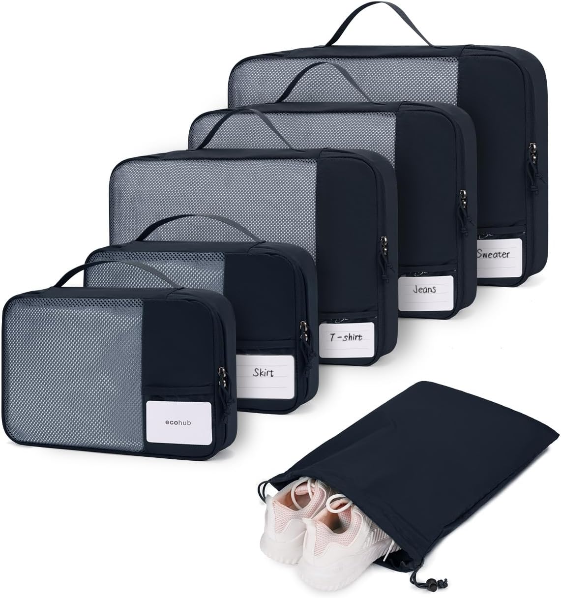 6er Kompressions Packing Cubes Koffer Organizer Reise Set Gruen