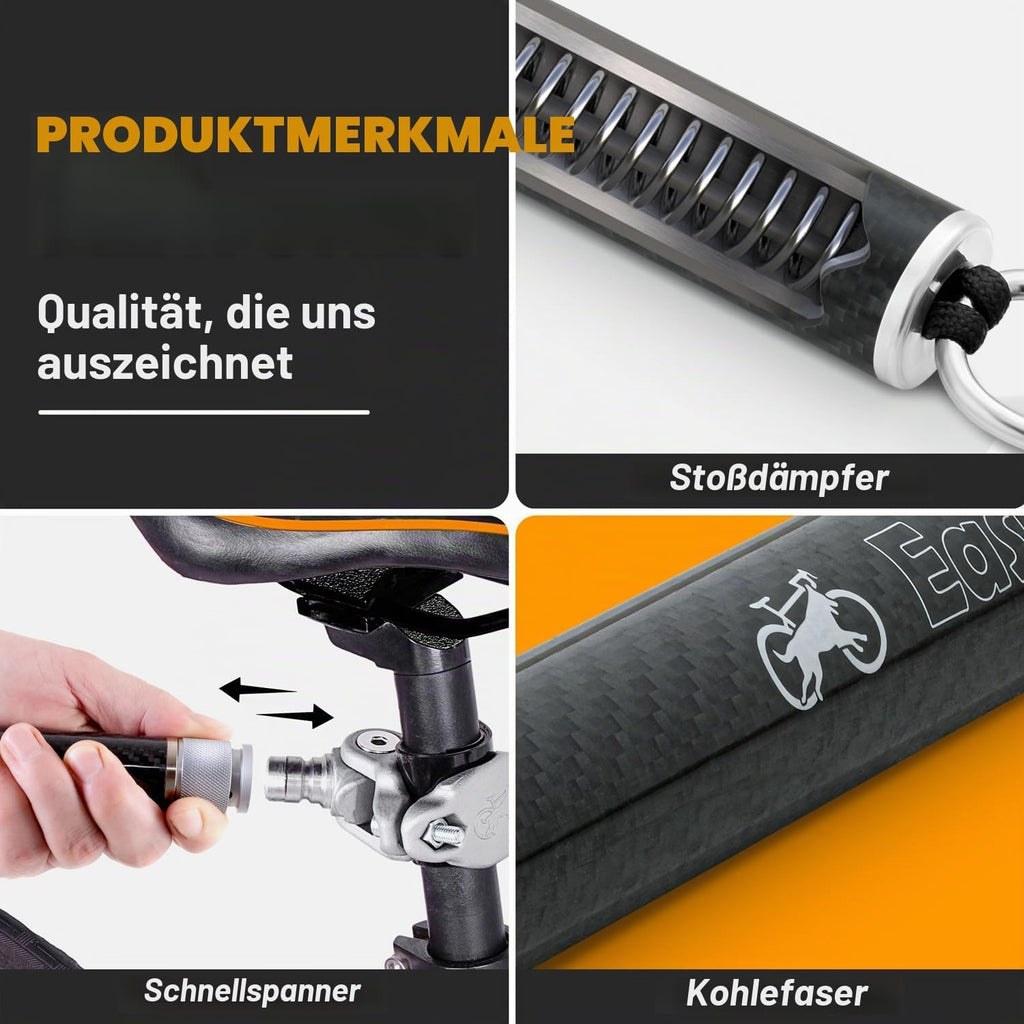 Hunde Fahrrad-Leine mit 180° Drehgelenk und Stossdaempfer, Schwarz