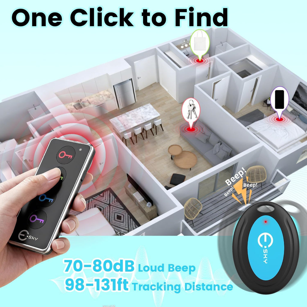 RF Schluesselfinder mit Pfeife und LED, Set mit 4 Empfaengern