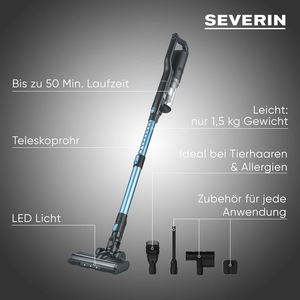 SEVERIN Akku-Handstaubsauger HV 7146 4‑in‑1 Nass und Trocken Weiss‑GrauRot