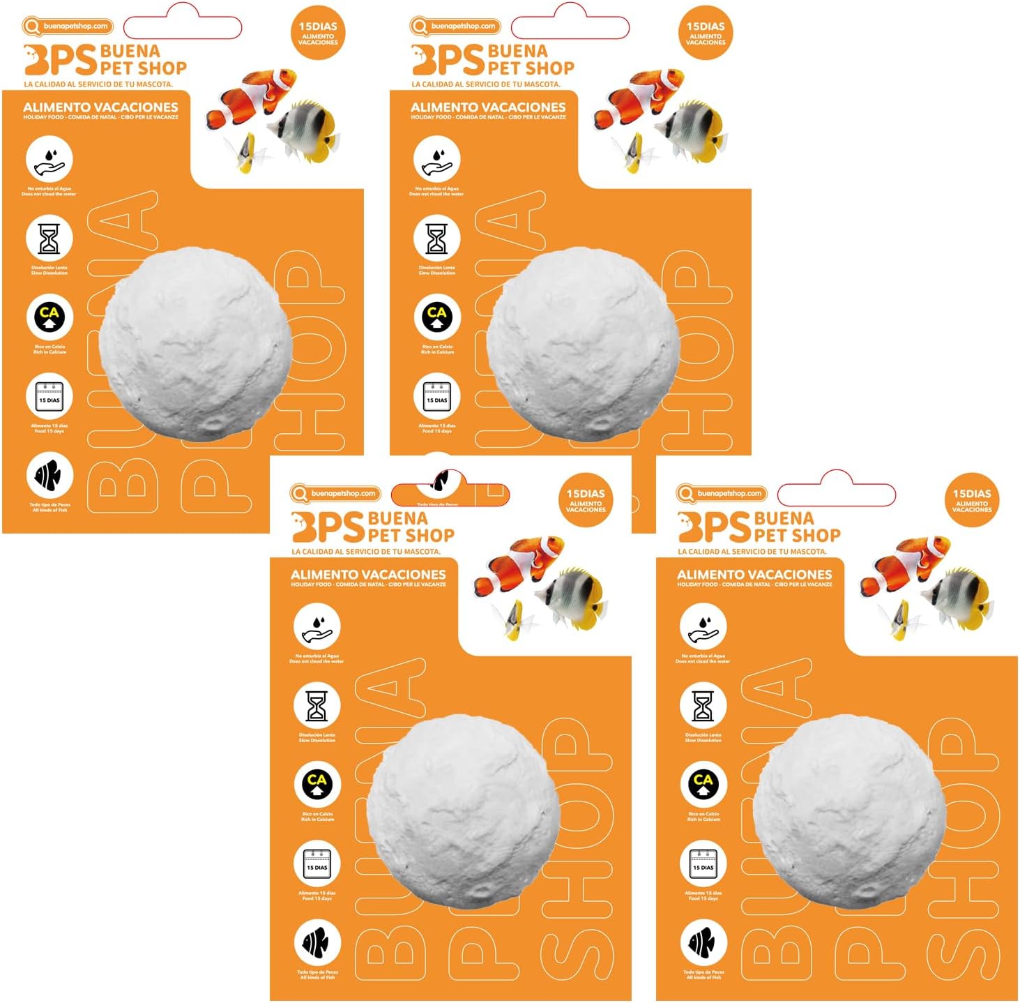 BPS Futterblock Fischfutter 4 Stueck fuer 15 Tage alle Zierfische Aquarien