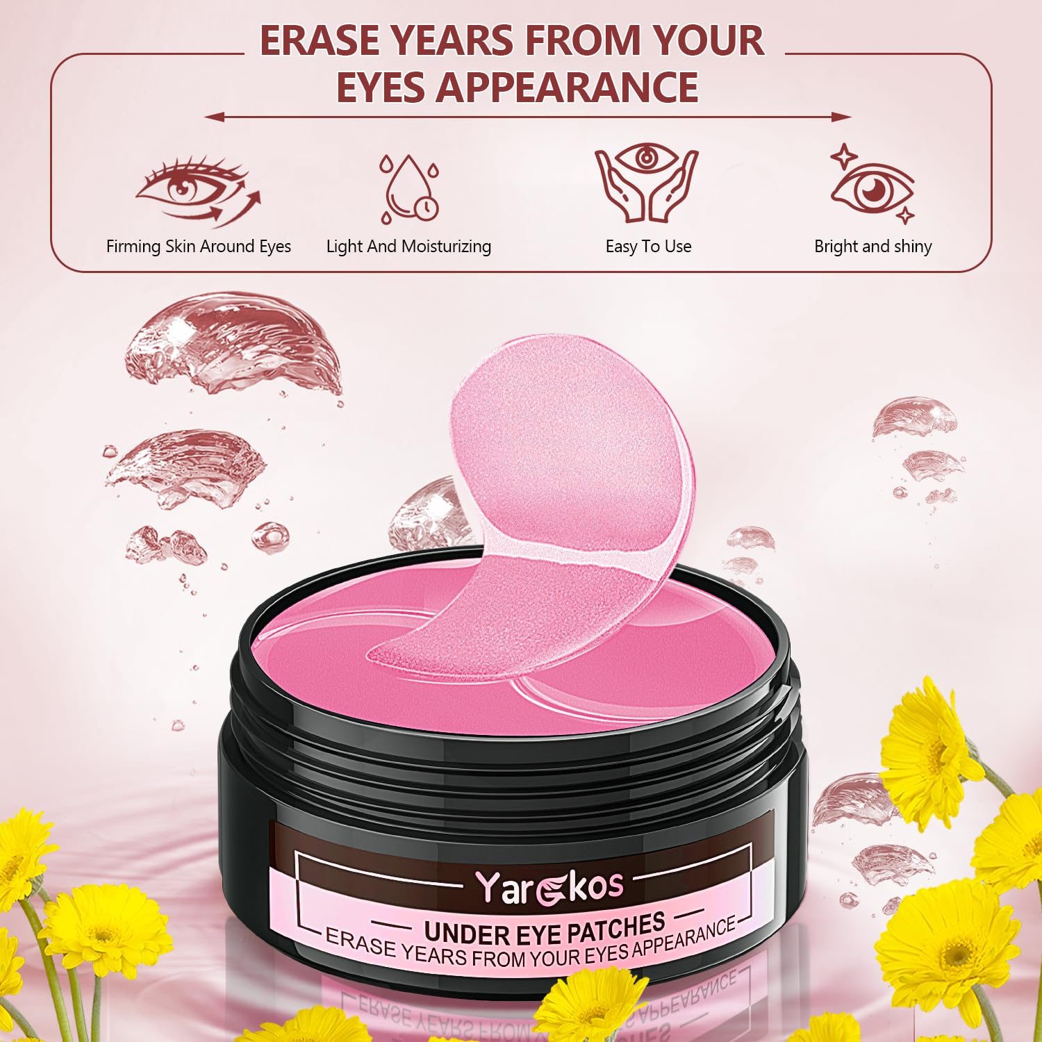 Kollagen Augenpads 60 Stueck Pink mit Hyaluron Feuchtigkeit Anti-Aging