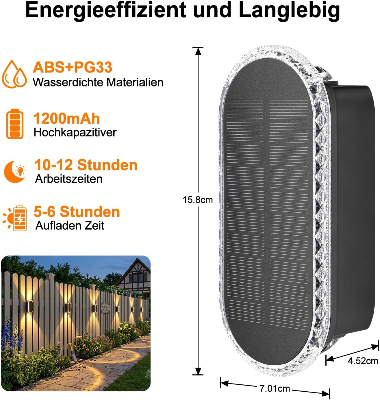 ELLASAY Solar Wandleuchte aussen IP65 Up-and-Down, 3 Lichtfarben, 4er Set