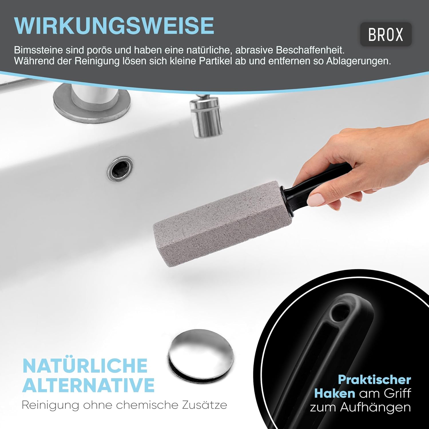 Bimsstein WC 3 Stueck Set - Urinstein und Kalkentferner fuer Toilette