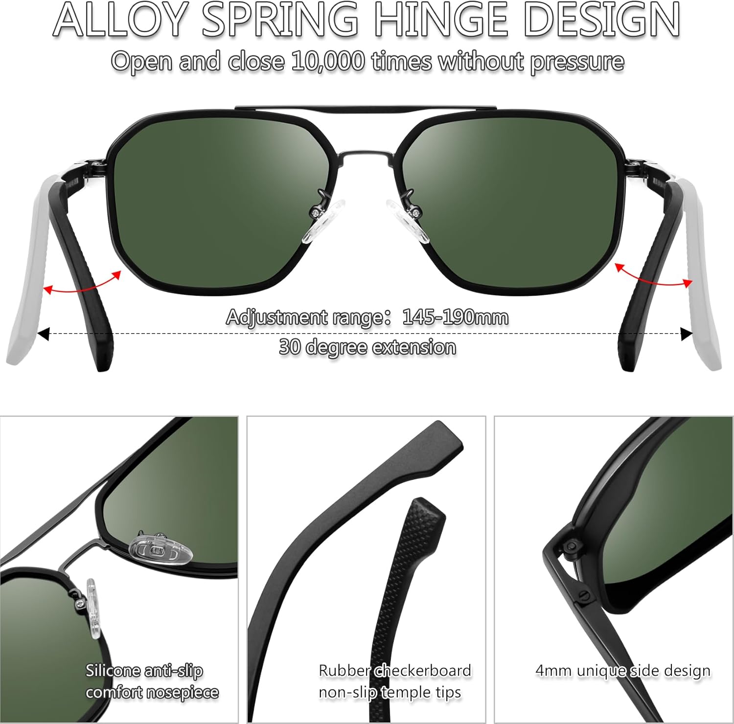 KANASTAL Herren Sonnenbrille polarisiert quadratisch Metallrahmen UV400