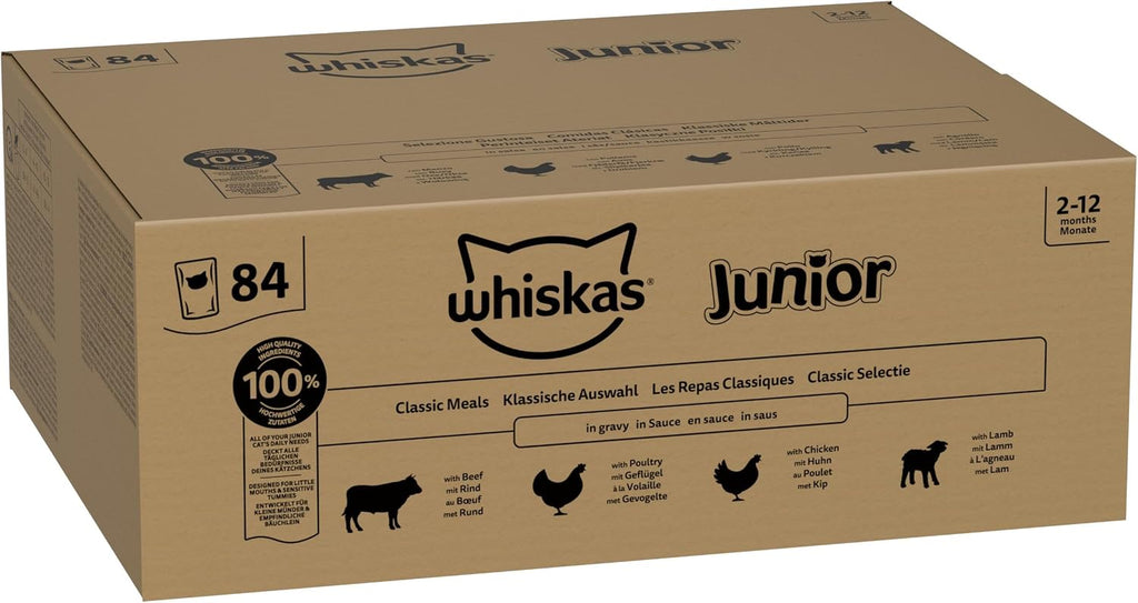 Whiskas Junior Katzenfutter Nassfutter 48 x fuer Kaetzchen 2-12 Monate