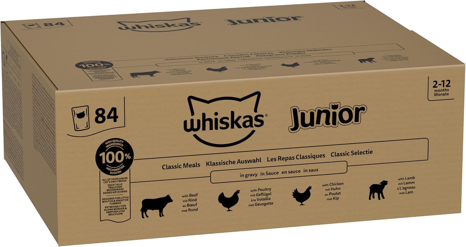 Whiskas Junior Katzenfutter Nassfutter 48 x fuer Kaetzchen 2-12 Monate