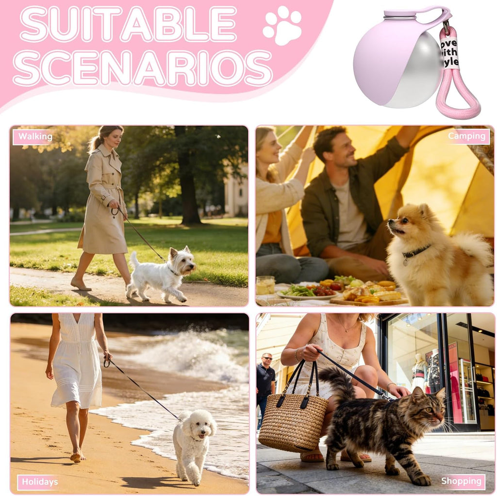Edelstahl Hundetrinkflasche mit faltbarem Silikonnapf auslaufsicher