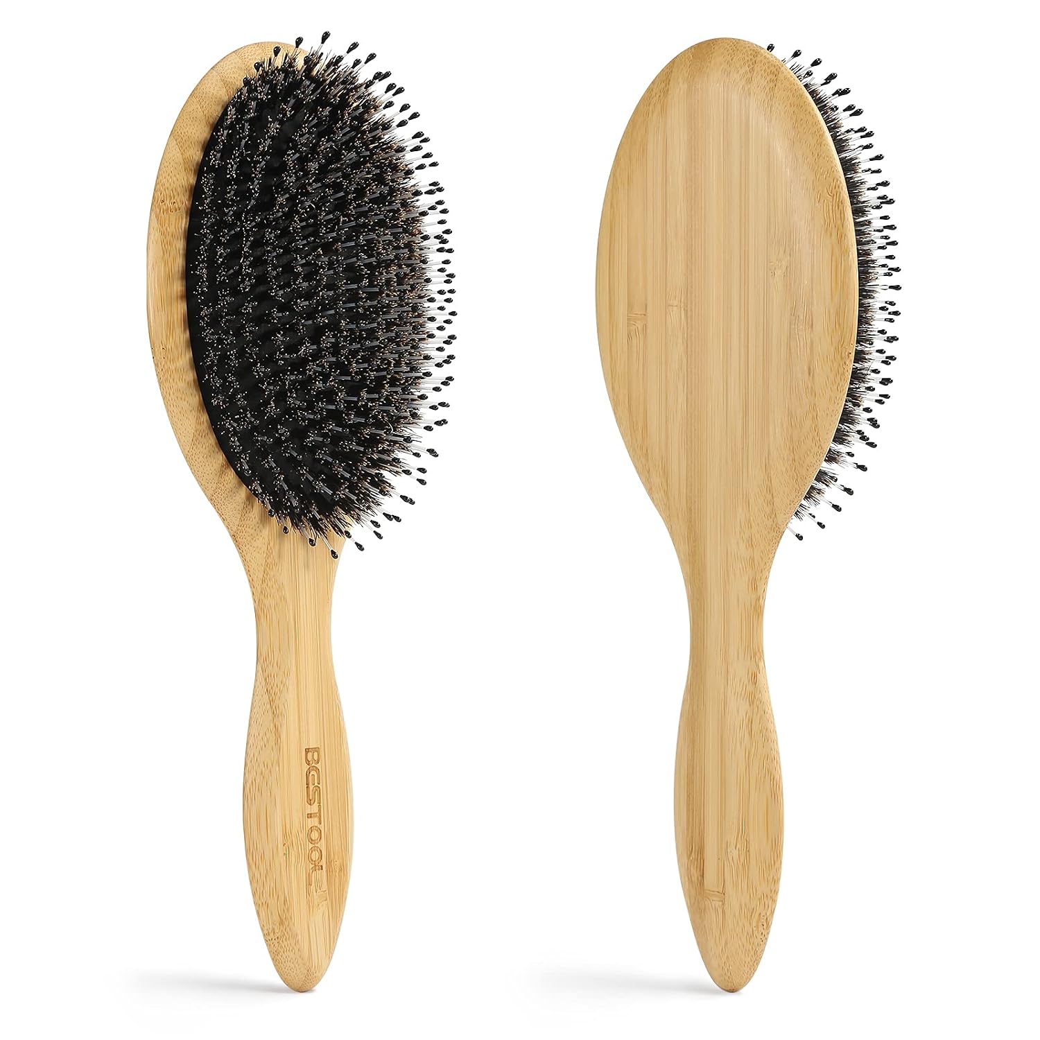 BESTOOL Bambus Paddle Haarbuerste mit Wildschweinborsten und Nylon