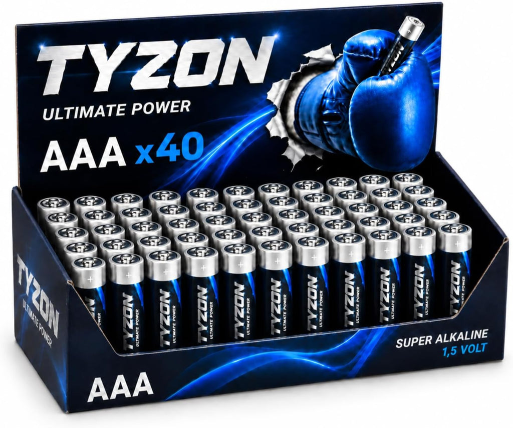Tyzon AAA Batterien 40 Stueck Langzeitausfuehrung hochleistungsfaehig