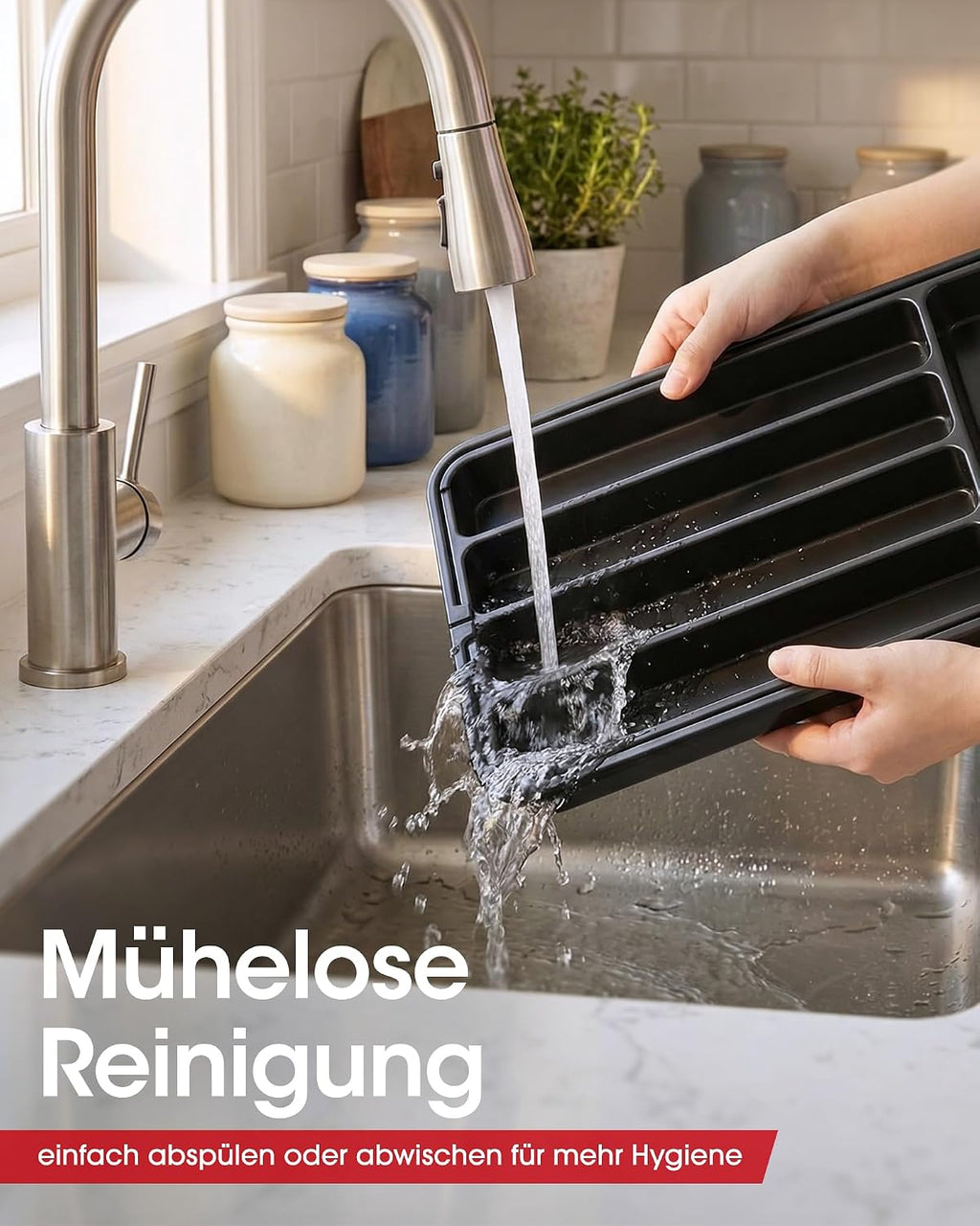 Besteckeinsatz erweiterbar fuer Schublade Kuechen Organizer Besteckkasten