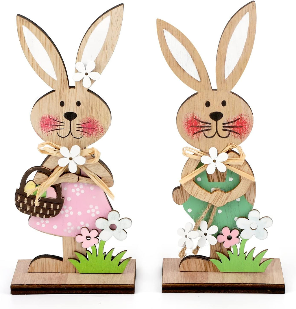 Holz Osterhase Deko Aufsteller 2er Set Osterdeko Hase Figur