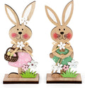 Holz Osterhase Deko Aufsteller 2er Set Osterdeko Hase Figur