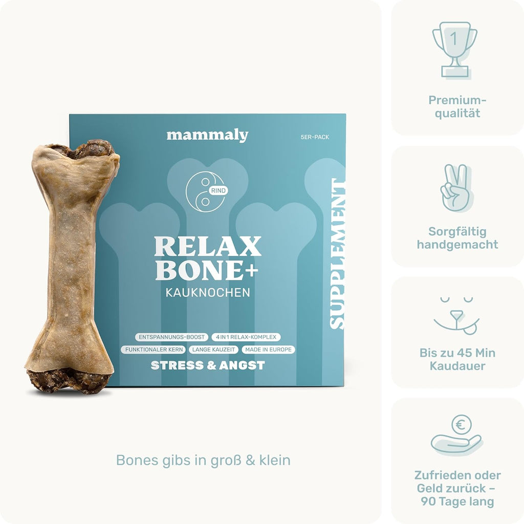 Mammaly Relax Bone Kauknochen 12 cm Rinderhaut Kamille Lavendel
