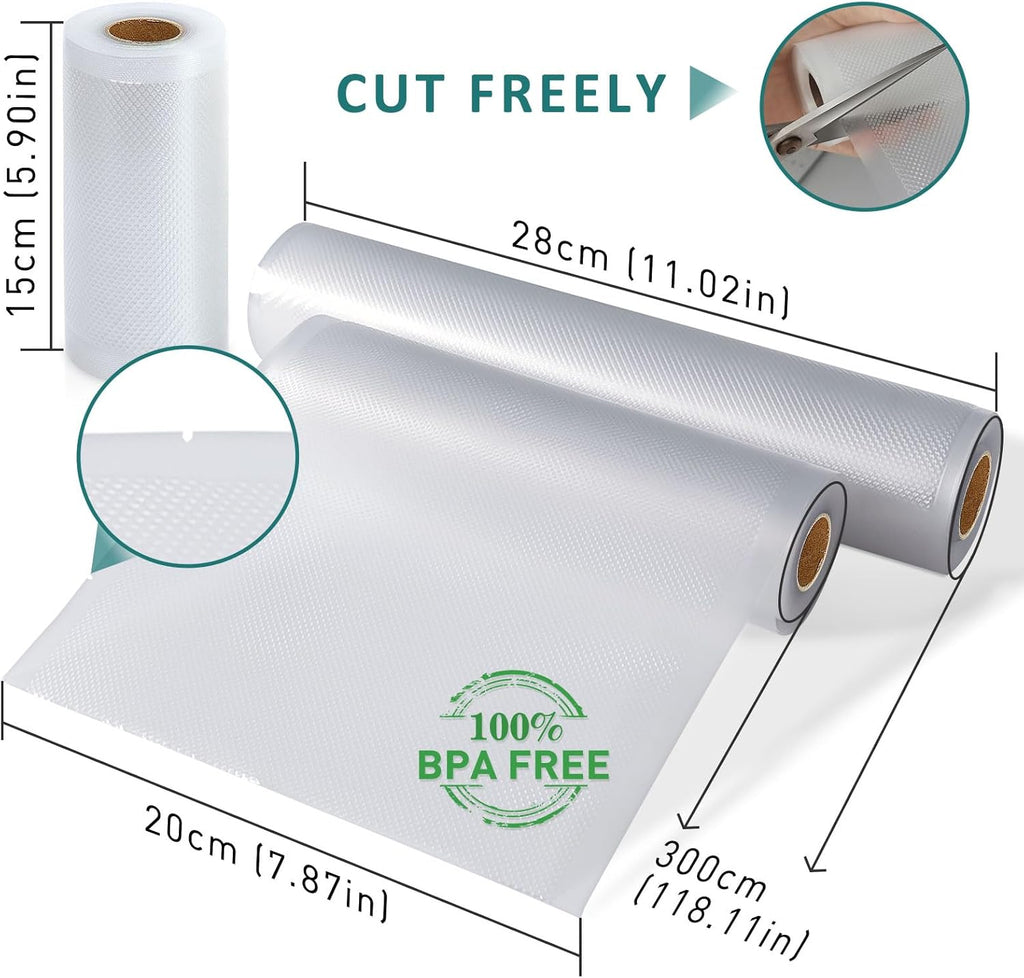Vakuumbeutel Rollen 15×300 20×300 28×300 cm BPA-frei Sous‑Vide wiederverwendbar
