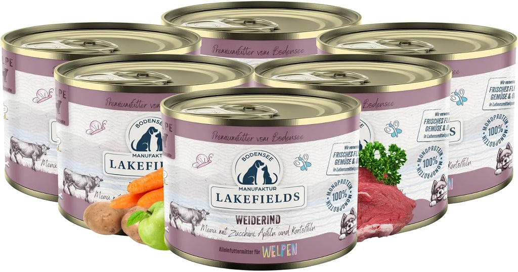 Lakefields Welpenfutter Nass Huhn 61% 6x800g verschiedene Sorten getre