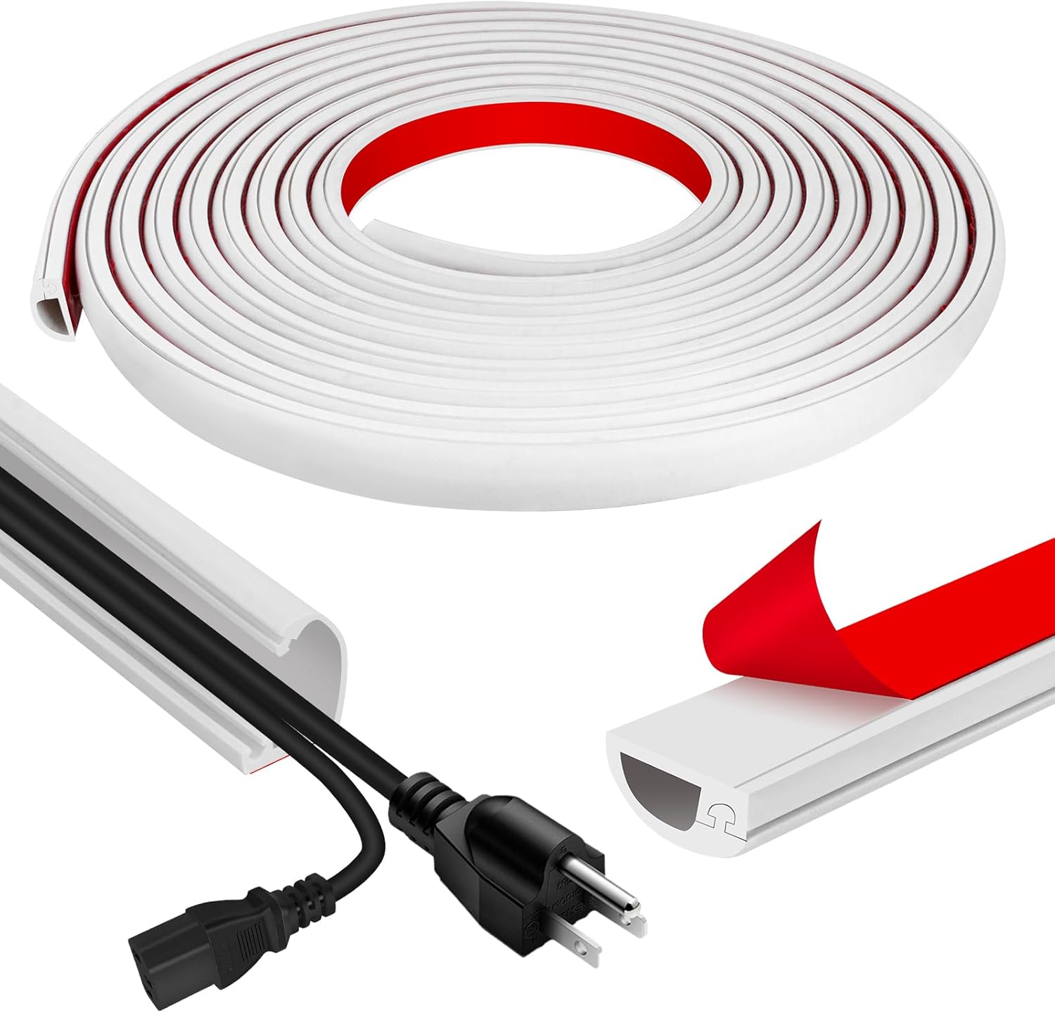 Selbstklebende halbrunde Kabelabdeckung flexibel fuer Wand Boden 1m-6m