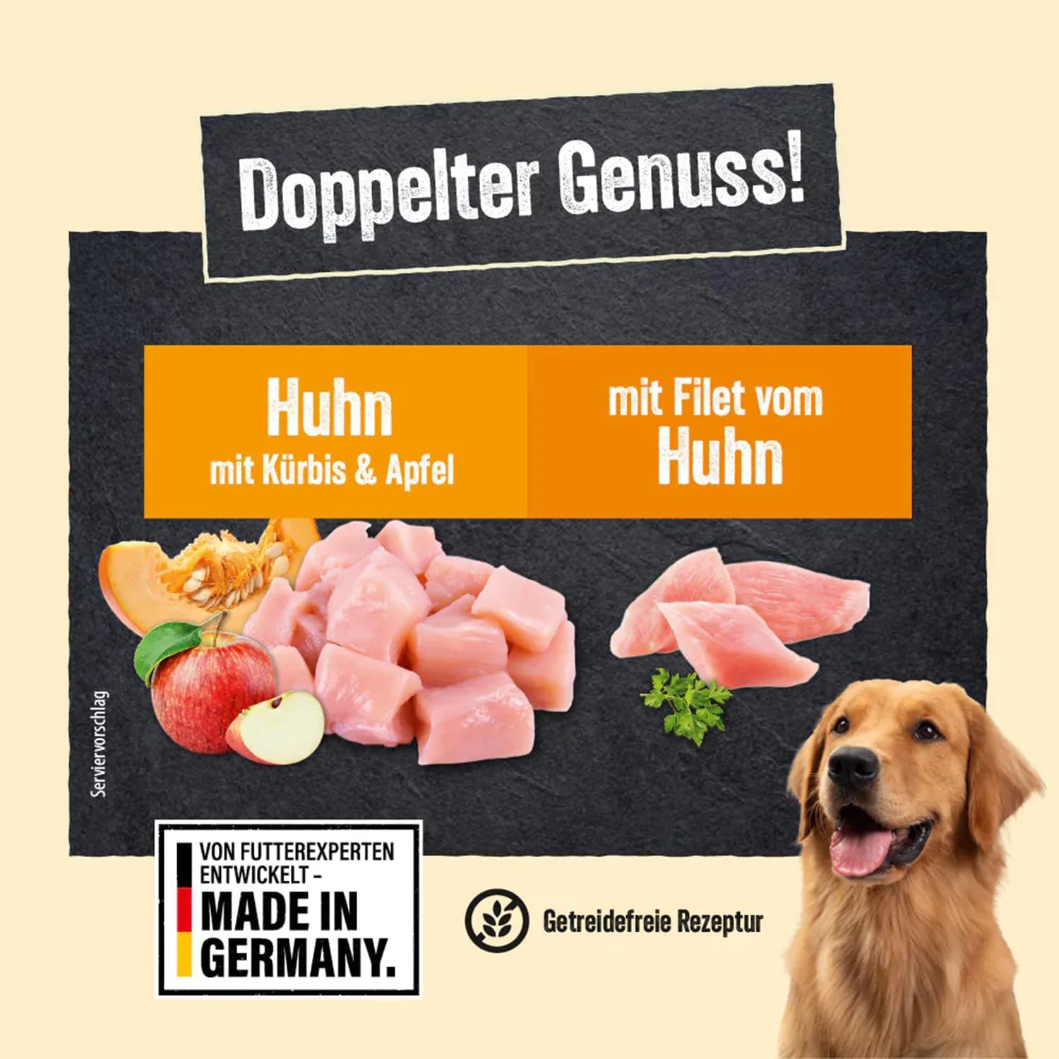 NutriQM Hundefutter Adult Nass mit Pute & Huhn 2 x 800g + Gelenk Snacks 400g