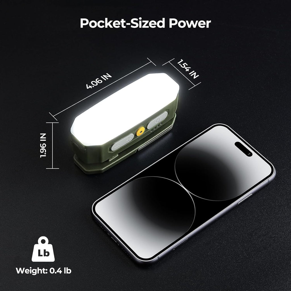 BougeRV AL01 Campinglampe 380 lm, aufladbar 3200 mAh, Sensor, Haken & Magnet