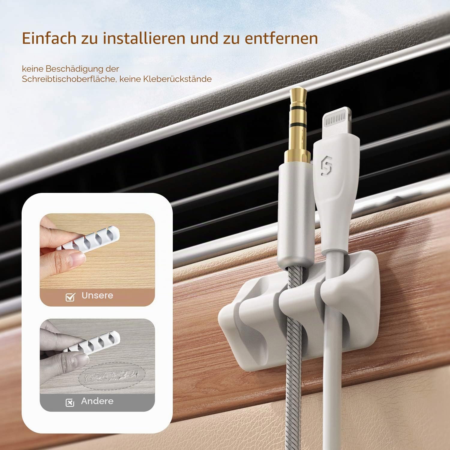 SYNCWIRE Kabelhalter selbstklebend 5er Set Kabelorganisation Schreibtisch Auto