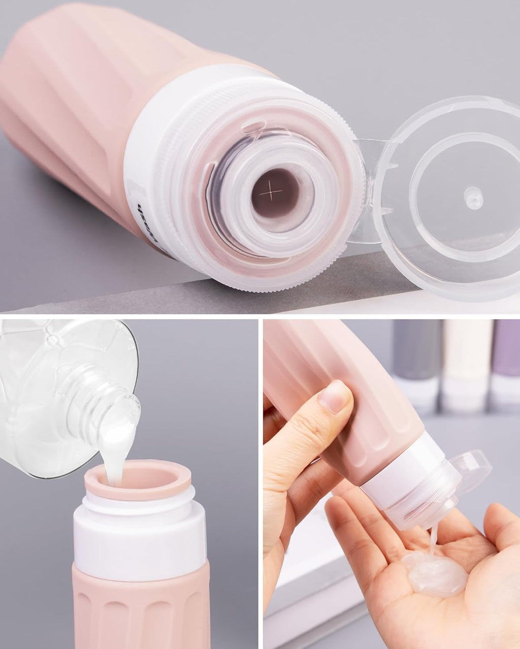 Gemice Reiseflaschen 8er Set Silikon TSA auslaufsicher mit Beutel