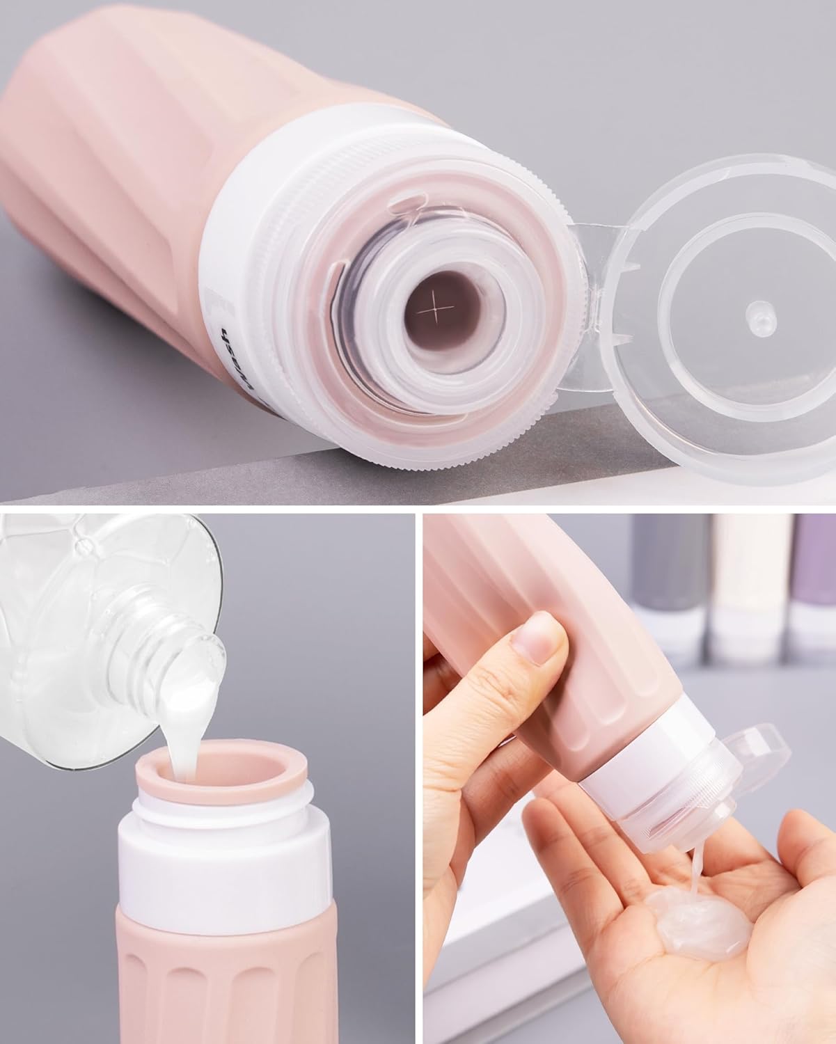 Gemice Reiseflaschen 8er Set Silikon TSA auslaufsicher mit Beutel