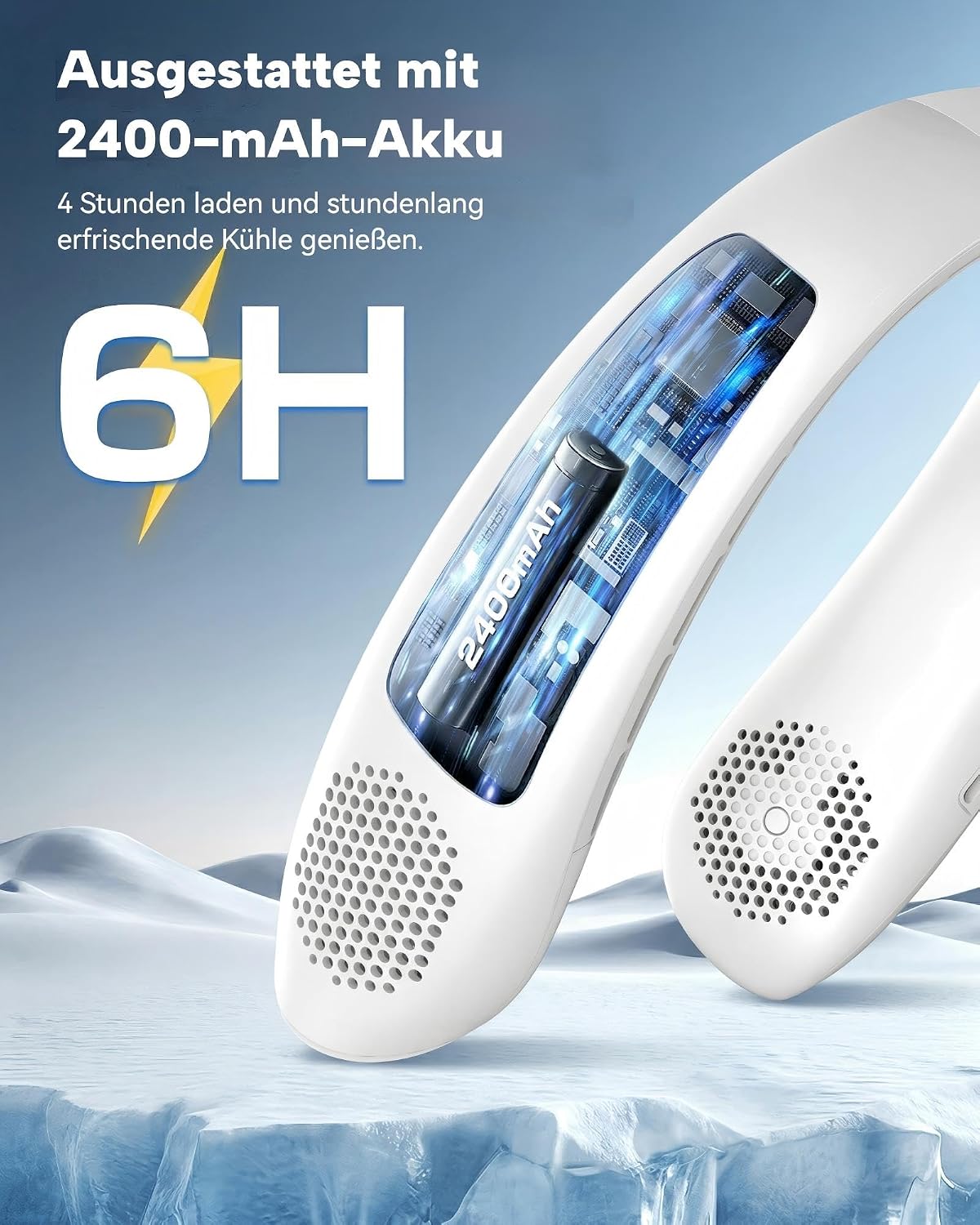 Nackenventilator ohne Rotor mit LED Display 3 Stufen 2400mAh USB wiederaufladbar