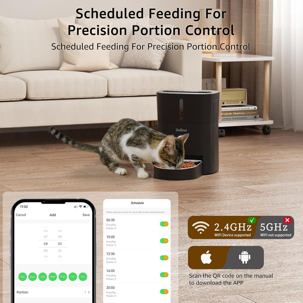 Balimo Futtermautomat Katze WLAN App Steuerung 1-10 Mahlzeiten Nachtlicht Ede