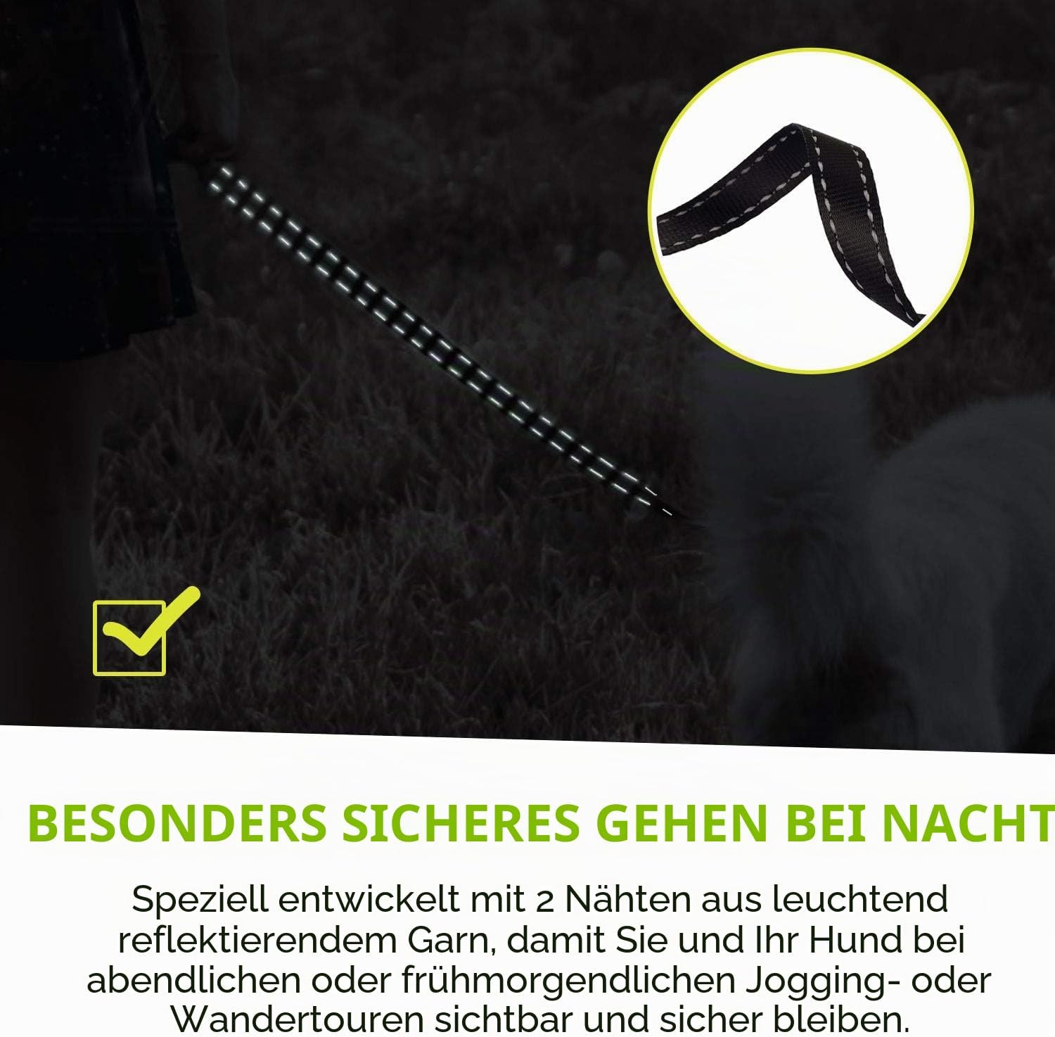 Pecute Rollleine 5m-8m 360° reflektierend Anti-Rutsch Griff Schnellstopp bis 50k
