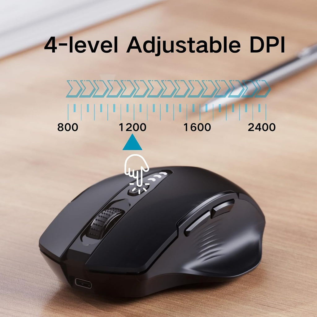 Uineer Bluetooth Maus kabellos tri‑Modus BT5.0/4.0+ ergonomisch violett