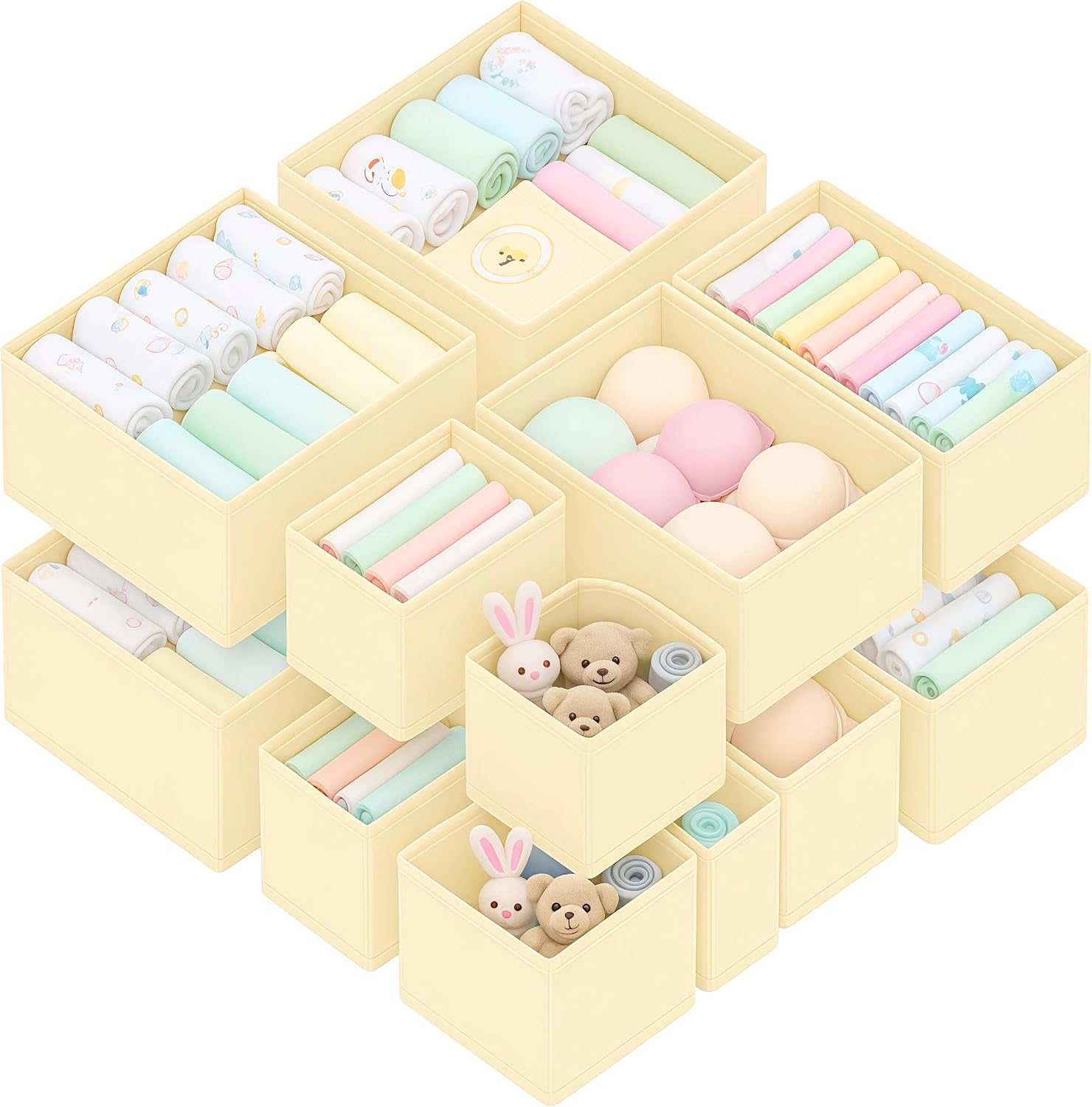 12er Set faltbare Schubladen Organizer Aufbewahrungsboxen fuer Kleiderschrank