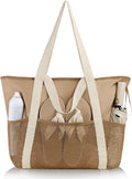 HOMESPON Strandtasche gross mit Reissverschluss, wasserabweisend, Netzfach