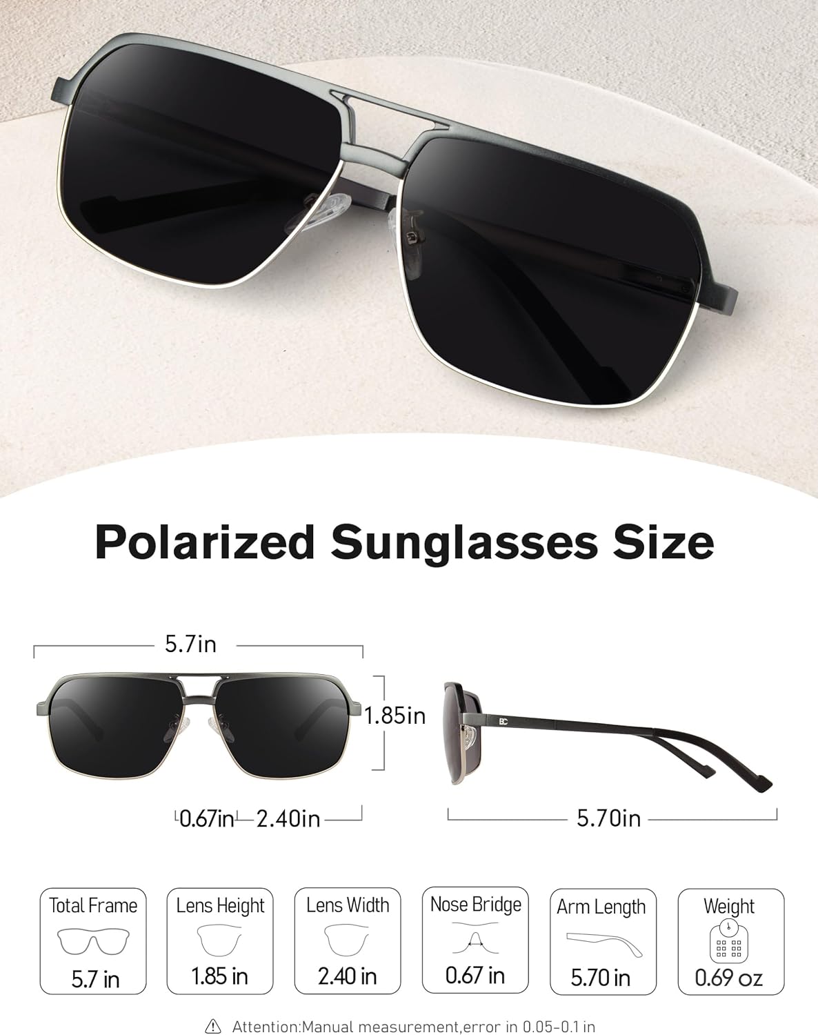 Polarisierte Herren Sonnenbrille Retro Schwarz 100% UV Schutz Fahren Angeln