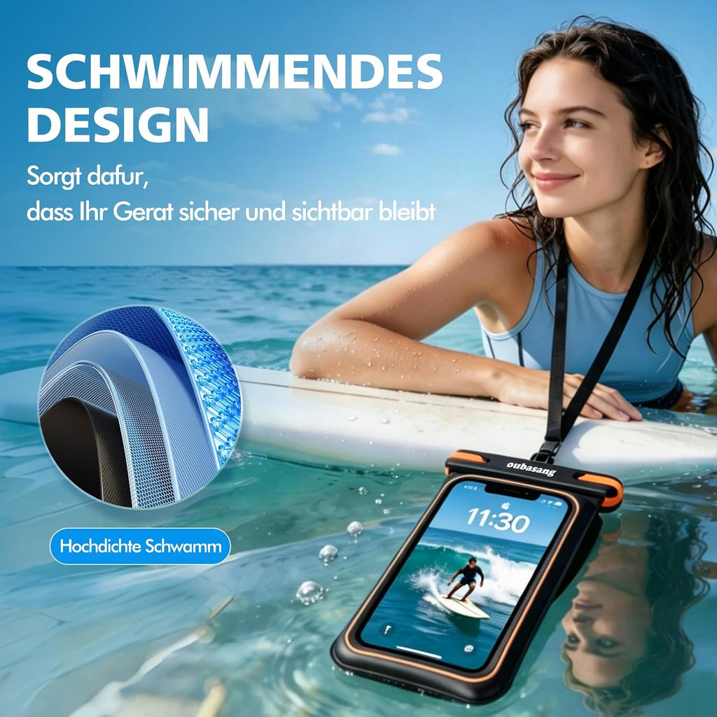 Wasserdichte Handyhuelle IPX8 bis 7,5 Zoll, doppelt wandig, hohe Auftriebskraft