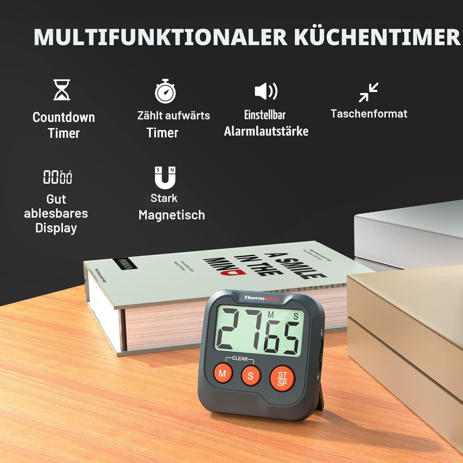 ThermoPro TM01 Digital Kuechentimer LCD Alarm Uhr Minuten Sekunden