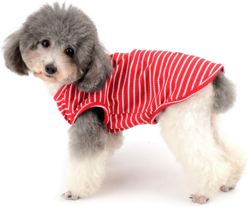 Zunea Hundeshirt Uebergangstanktop gestreift grau Baumwolle Chihuahua S-XXL