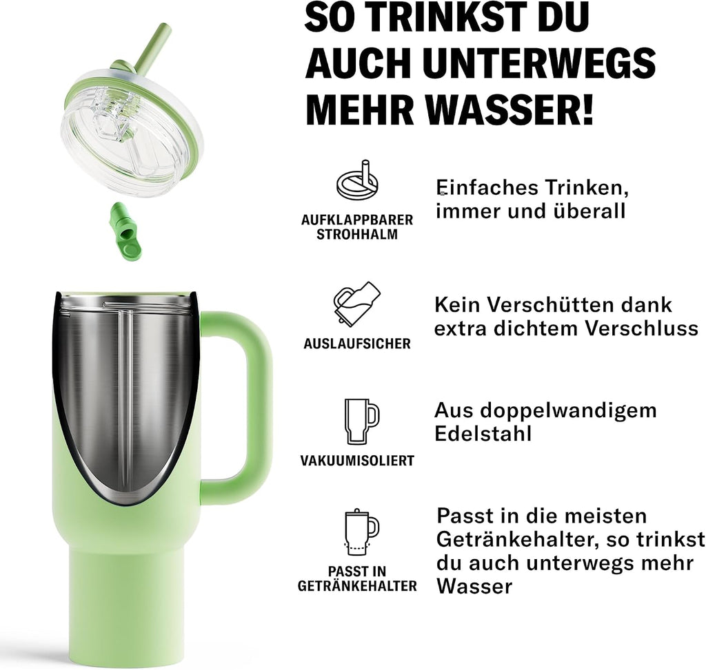Waterdrop Thermobecher mit Strohhalm auslaufsicher robuste Trinkflasche