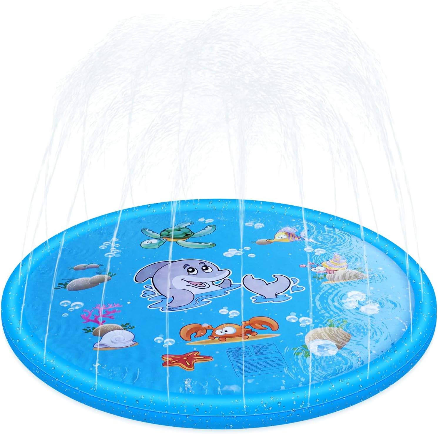 Anpro 170 cm Splash Pad Wasserspielmatte mit 15 Anti-Rutsch-Streifen