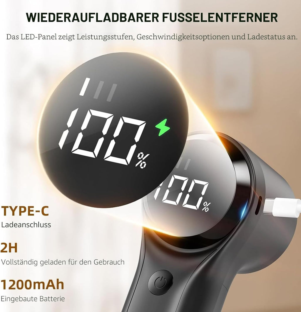 Fusselrasierer elektrisch aufladbar 3 Stufen LED Akku Kleidungsrasierer